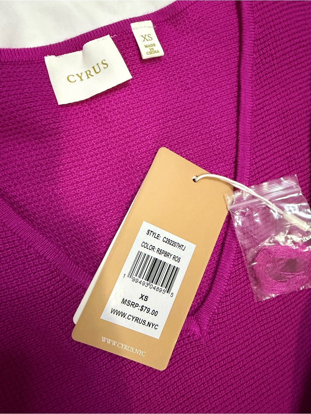 Cyrus V-Neck Women's Sweater in Raspberry - Picture 3 of 3
